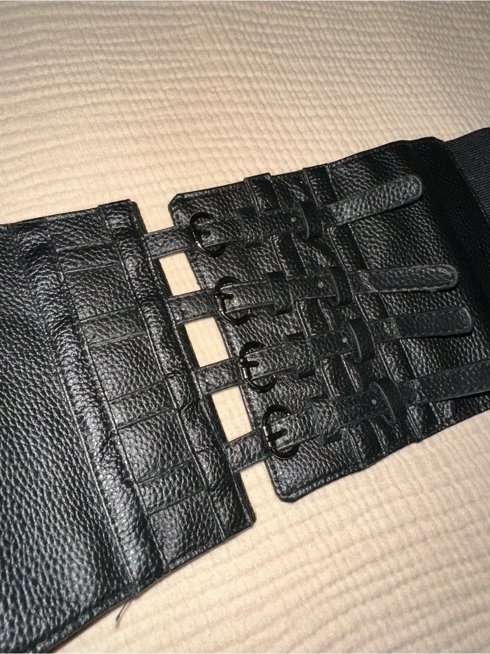 Wide Lace-Up Elastic Waist Belt in Black